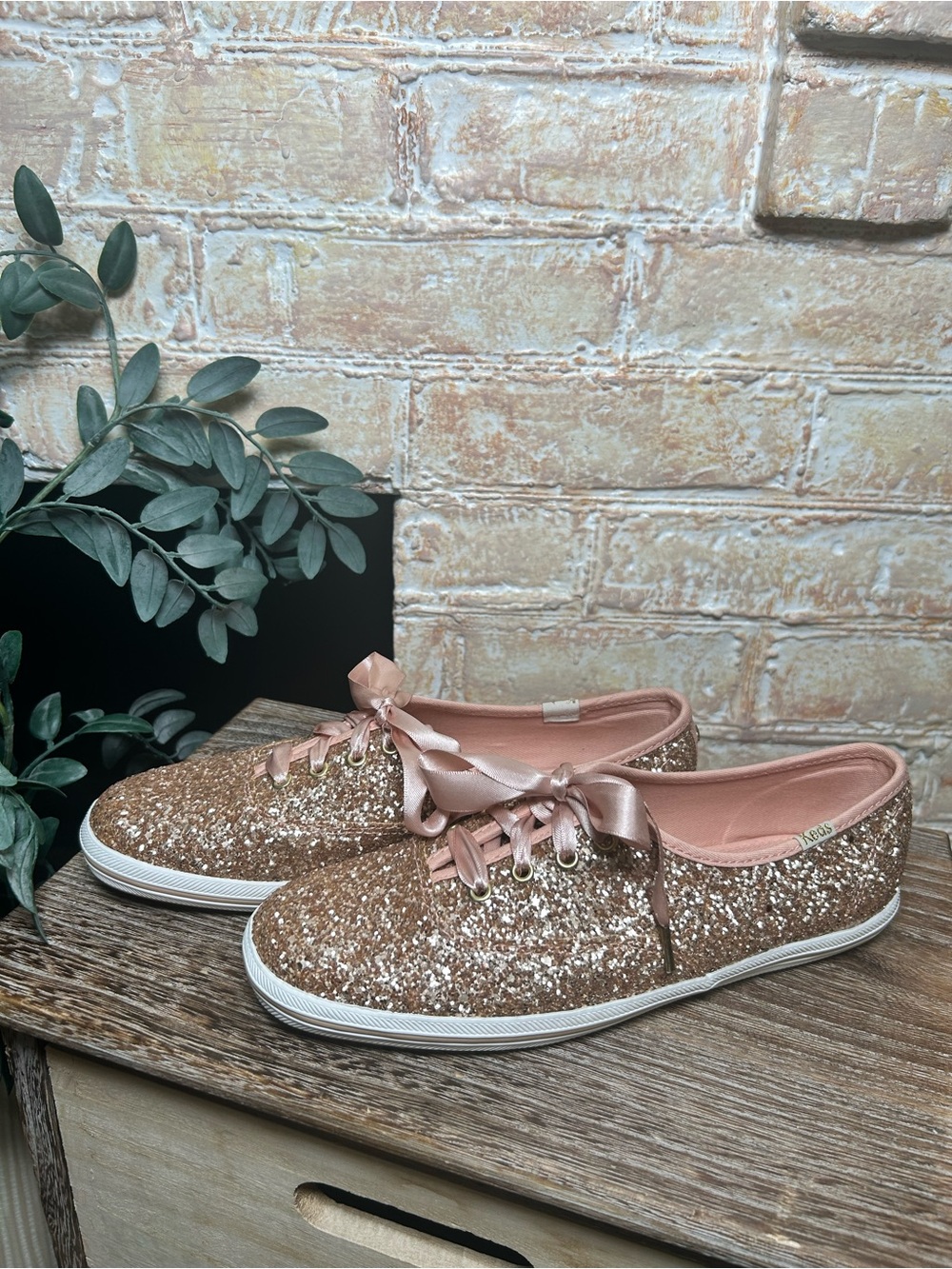 Keds x Kate Spade New York Champion Glitter Sneakers Rose Gold Size 6.5 #41 - Picture 2 of 10